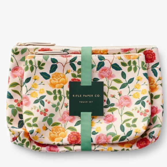 ❤️BUY 2 GET 1 FREE Rifle Paper Co. Zippered Pouch Set, Retail $38.00, Roses - Picture 4 of 10